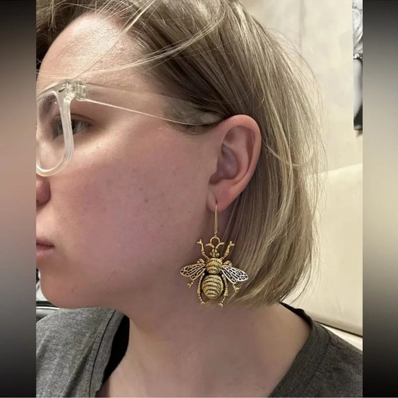 Zara Gold Bee Statement Earrings - Picture 14 of 15